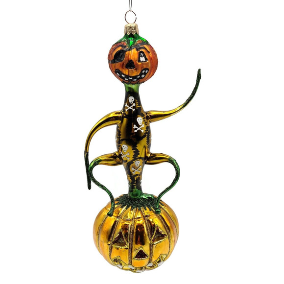 Slavic Treasures Jack on Jack Pumpkin Skull Halloween Tree Ornament D-20M-08 - Picture 1 of 8
